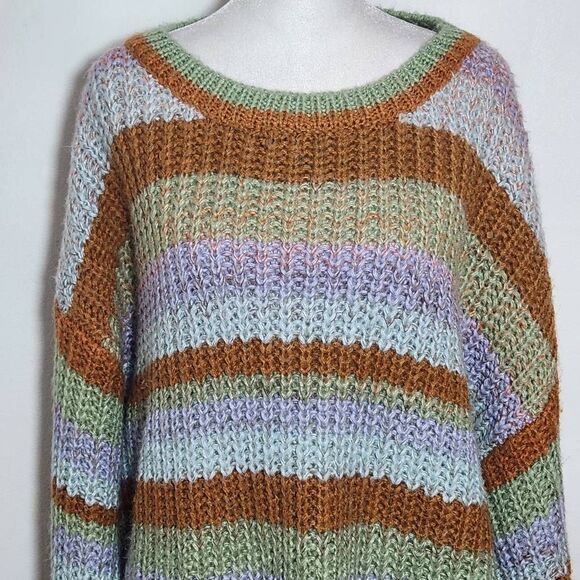 Haptics Colorful Stripe Sweater Size 2X Plus Size Striped Chunky Knit Sweater - Picture 3 of 9